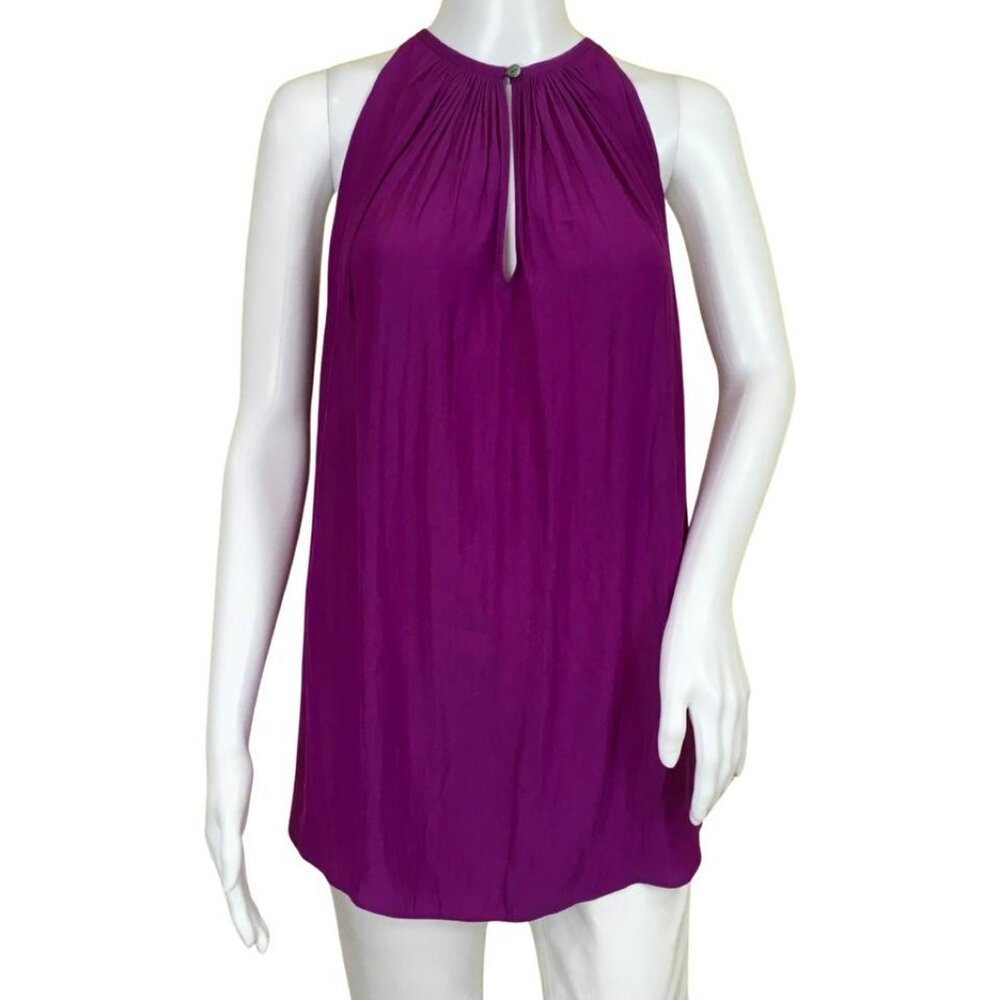 Pre-Owned Ramy Brook Women's Halter Shiny Piper Tank Top Sleeveless Purple Sz 4